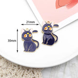 10pcs 21*30mm Enamel Cat Charms for Jewelry Making DIY Necklaces Earrings