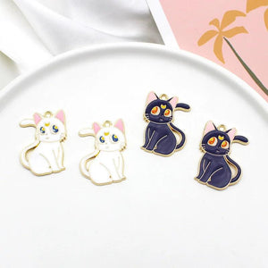 10pcs 21*30mm Enamel Cat Charms for Jewelry Making DIY Necklaces Earrings