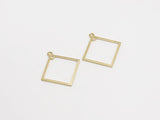 50pcs Square Raw Brass Charms Earrings Findings-R613