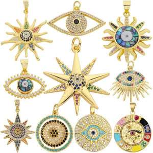 18K Plated Greek Evil Eye Charms Pendant Jewelry Making