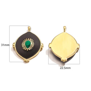 2pcs Bohemian Enamel Earring Charms Natural Stone Pendants