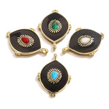 2pcs Bohemian Enamel Earring Charms Natural Stone Pendants