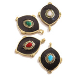 2pcs Bohemian Enamel Earring Charms Natural Stone Pendants