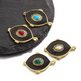 2pcs Bohemian Enamel Earring Charms Natural Stone Pendants