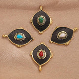 2pcs Bohemian Enamel Earring Charms Natural Stone Pendants