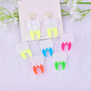 10pcs Fluorescent Teeth Arcylic Charms 40*27mm DIY Jewelry Making Bulk