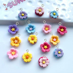 20Pcs Flower Pendant Charms for Jewelry Making Diy Accessories