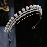Rhinestone Pearls Crown Headband Wedding Ornaments Bridal Hair Jewelry