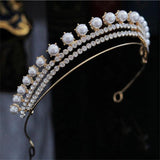 Rhinestone Pearls Crown Headband Wedding Ornaments Bridal Hair Jewelry