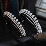 Rhinestone Pearls Crown Headband Wedding Ornaments Bridal Hair Jewelry