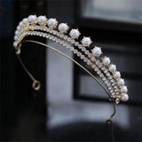 Rhinestone Pearls Crown Headband Wedding Ornaments Bridal Hair Jewelry