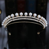 Rhinestone Pearls Crown Headband Wedding Ornaments Bridal Hair Jewelry