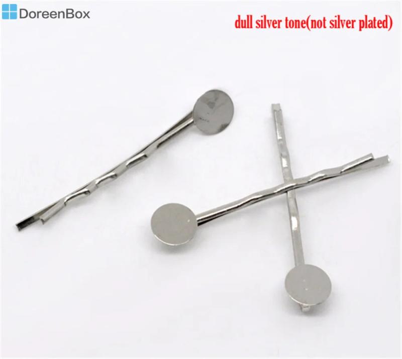 100 Silver Bobby Pins Hair Clips with Glue Pad 4.4x1.5cm