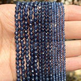 Natural Faceted Sapphires Round Spacer Beads For Jewelry Making - 2 3 4mm