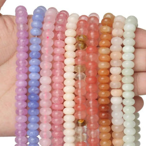 Natural Stone Angelite Jaspers Morganite Rondelle Beads