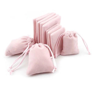 5pcs Sweet Pink Organza Velvet Bags 5x7 7x9 10x12cm Storage Bags