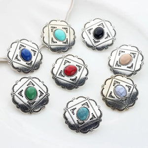 3pcs/lot 30MM Retro Zinc Alloy Charms Pendant Round Flowers Concho Button