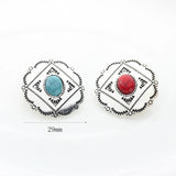 3pcs/lot 30MM Retro Zinc Alloy Charms Pendant Round Flowers Concho Button