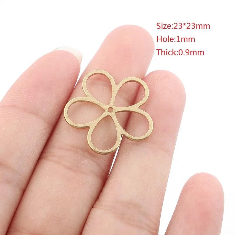 10Pcs Raw Brass Flower Charms for DIY Earrings Crafts