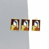 10pcs Renaissance Art Enamel Charms Abstract Painting Vintage Keychain