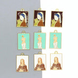 10pcs Renaissance Art Enamel Charms Abstract Painting Vintage Keychain