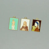 10pcs Renaissance Art Enamel Charms Abstract Painting Vintage Keychain