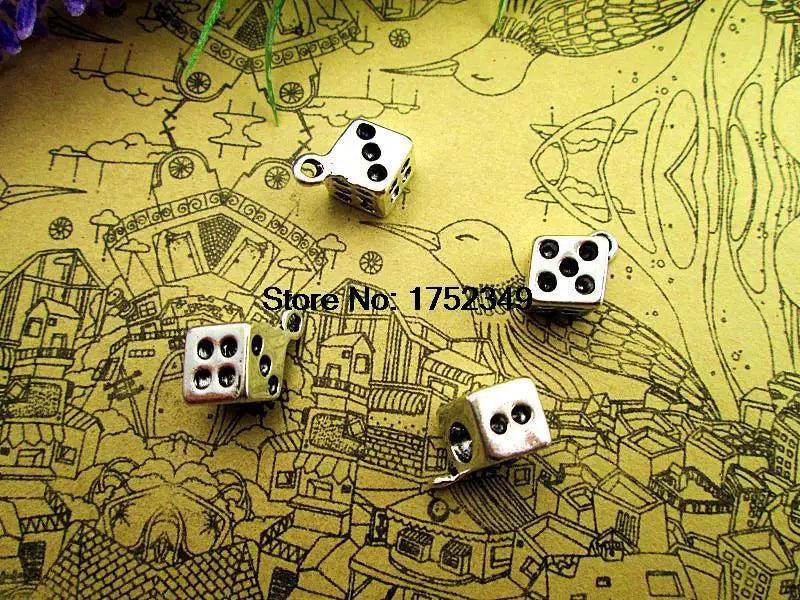 12pcs Tibetan Silver Dice Charms 13x6mm