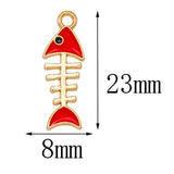 20Pcs Enamel Fish Bone Pendants for Jewelry Making DIY Crafts Accessories
