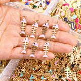 20Pcs Enamel Fish Bone Pendants for Jewelry Making DIY Crafts Accessories
