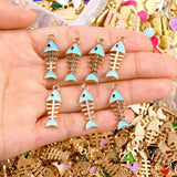 20Pcs Enamel Fish Bone Pendants for Jewelry Making DIY Crafts Accessories