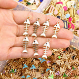 20Pcs Enamel Fish Bone Pendants for Jewelry Making DIY Crafts Accessories