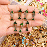 20Pcs Enamel Fish Bone Pendants for Jewelry Making DIY Crafts Accessories