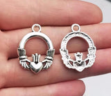 10pcs Antique Silver Plated Claddagh Ring Charms Ireland Pendants