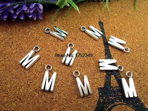 30pcs Antique Silver Alphabet M 16mm Charms Pendant