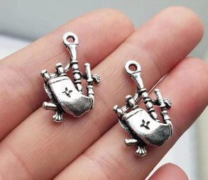 15pcs Antique Silver Plated Bagpipes Charms for DIY Jewelry Making