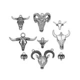 Antique Silver Plated Cow Sheep Skull Head Ox Horn Charms Farm Animals Pendants