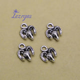 Antique Silver Plated Cow Sheep Skull Head Ox Horn Charms Farm Animals Pendants