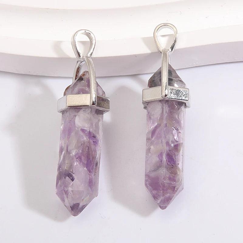 10pcs Colorful Stone Charms Crystal Pendants for DIY Jewelry Making