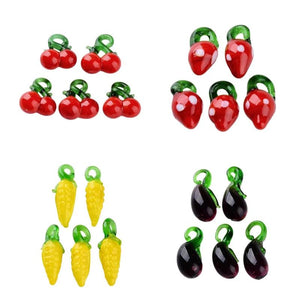 20pcs Lampwork Glass Charms Fruit Vegetable Pendants DIY Jewelry