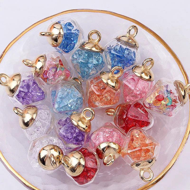 10pcs Broken Stone Glass Ball Charms Pendants for Jewelry Making