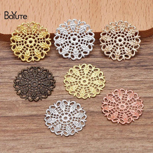 BoYuTe 25MM Filigree Peacock Feather Charm DIY Hand Jewelry Making Materials