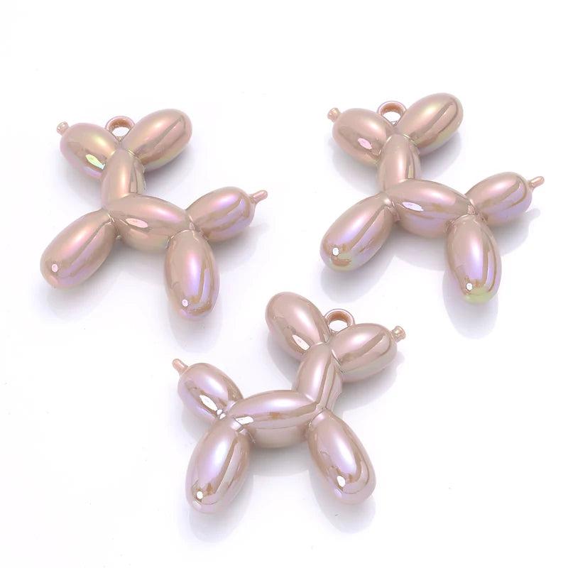 10Pcs Cartoon Balloon Dog Acrylic Pendant for DIY Jewelry Making