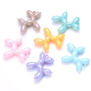 10Pcs Cartoon Balloon Dog Acrylic Pendant for DIY Jewelry Making