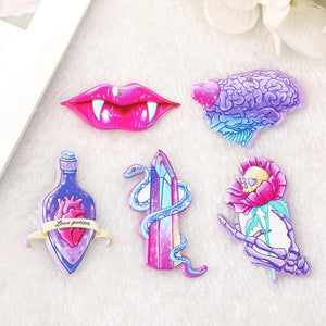 10Pcs Creepy Valentine Charms Acrylic Goth Magic Pendant Jewelry Findings