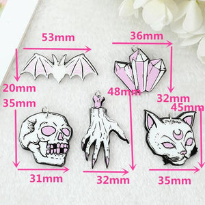 10 Pcs Halloween Charms Witch Skull Bat Cat Acrylic Findings DIY Making