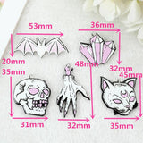 10 Pcs Halloween Charms Witch Skull Bat Cat Acrylic Findings DIY Making