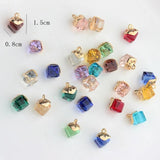 12pcs Colorful Crystal Birthstones Cube Charms for Memory Locket DIY