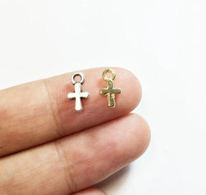 20pcs 8mm Coin Cross Zinc Alloy Beads Charms Pendant DIY Jewelry