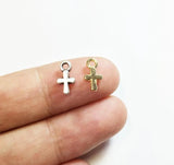 20pcs 8mm Coin Cross Zinc Alloy Beads Charms Pendant DIY Jewelry