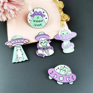 10pcs Alien Cat Spaceship Charms for DIY Earrings